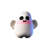 3d carino poco fantasma carattere, fischi, Halloween di ai generativo png