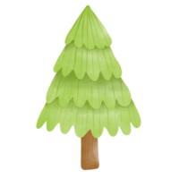 watercolor cartoon christmas trees with decorations. png