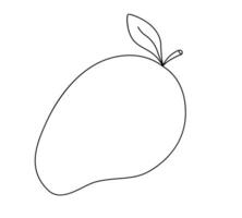 Mango with leaf line icon, fruit and tropical vector graphic, a linear pattern on a white background for coloring page