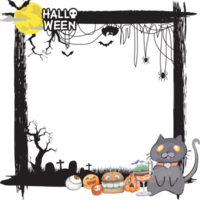 Halloween scary frame on transparent background. png