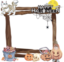 Halloween Cadre avec en bois. png