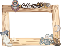 Halloween frame with wooden. png