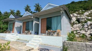 Small beach houses in a small island village, morning. Lai Son, Vietnam video