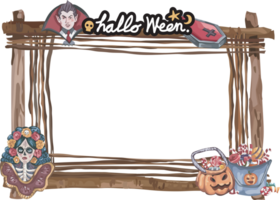 Halloween frame with wooden. png