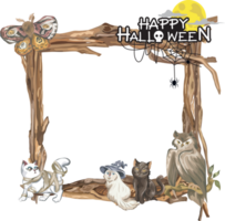 Halloween frame with wooden. png