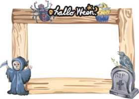 Halloween frame with wooden. png