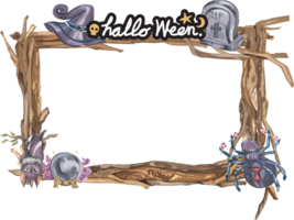 Halloween frame with wooden. png