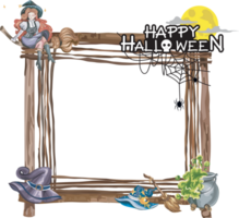 Halloween frame with wooden. png