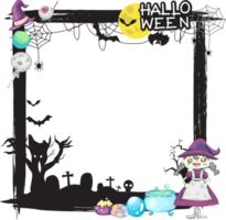 Halloween scary frame on transparent background. png