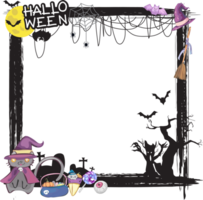 Halloween scary frame on transparent background. png