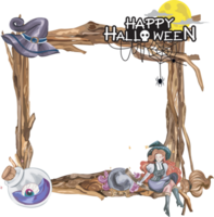 Halloween frame with wooden. png