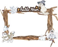 Halloween frame with wooden. png