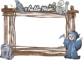 Halloween frame with wooden. png
