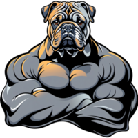 sterk bulldog met groot spieren. ai generatief png