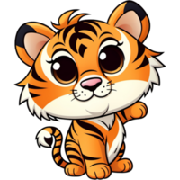 fofa tigre desenho animado. ai generativo png