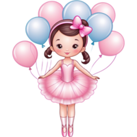 Princesse ballerine avec rose ballon. ai génératif png