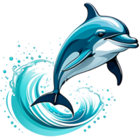 Hand drawn cartoon Dolphin. AI Generative png