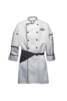 Chef jacket mockup, front view, 3d rendering. Empty cotton master protect overcoat mock up , isolated. Clear service or chief clothe barathea mokcup template, AI Generated png