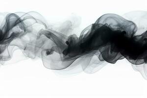 Black smoke isolated on white background. Ai generated. photo