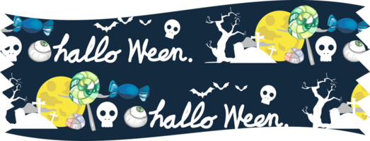 Halloween washi tape on transparent background. png