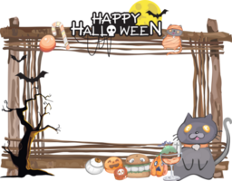 Halloween scary frame on transparent background. png