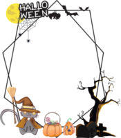 Halloween scary frame on transparent background. png