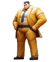 súper jefe, grasa hombre empresario héroe, popular Arte retro 3d ilustración, ai generado png