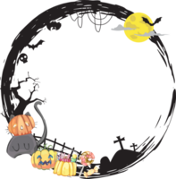 Halloween scary frame on transparent background. png