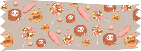 Halloween washi tape on transparent background. png