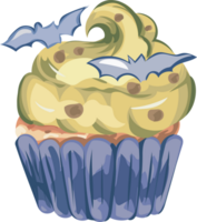 Halloween cupcake on transparent background. png