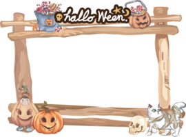 Halloween frame with wooden. png