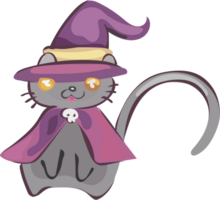 Halloween cute cat on transparent background. png