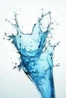 Water splash isolated on white background. Ai generated. photo