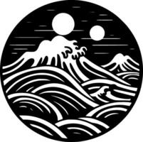 Ocean - Black and White Isolated Icon - Vector illustration