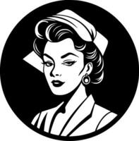 Nurse - Black and White Isolated Icon - Vector illustration