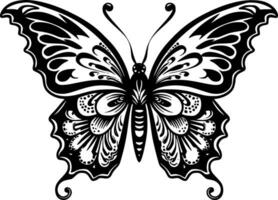 mariposa - negro y blanco aislado icono - vector ilustración