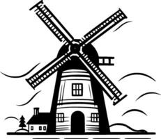 Windmill, Minimalist and Simple Silhouette - Vector illustration