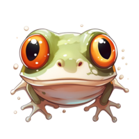 Cartoon Artistic Style Frog No Background Perfect for Print on Demand Merchandise AI Generative png
