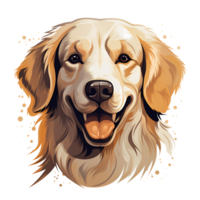 Artistic Style Golden Retriever Painting Drawing Cartoon Golden Retriever No Background Perfect for Print on Demand Merchandise AI Generative png