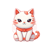 Cartoon Style Cute Kitty Cat No Background Appliable to any context Perfect for Print on Demand Merchandise AI Generative png