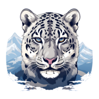 Artistic Style Snow Leopard Cartoon Snow Leopard No Background Perfect for Print on Demand AI Generative png