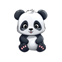 Cartoon Style Panda Artistic Cute Panda Bear No Background Perfect for Print on Demand Merchandise AI Generative png