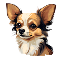 Cartoon Style Cute Chiwawa Dog Puppy No Background Green Screen Perfect for Print on Demand Merchandise AI Generative png