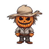 tecknad serie stil halloween scarecrow strawman pumpa monster Nej bakgrund transparent bakgrund tillämplig till några sammanhang perfekt för skriva ut på efterfrågan handelsvaror ai generativ png