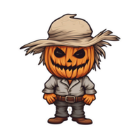 Cartoon Style Halloween Scarecrow Strawman Pumpkin Monster No Background Transparent Background Applicable to any Context Perfect for Print on Demand Merchandise AI Generative png