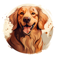 Artistic Style Golden Retriever Painting Drawing Cartoon Golden Retriever No Background Perfect for Print on Demand Merchandise AI Generative png