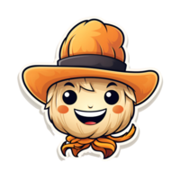 Cartoon Style Halloween Scarecrow Strawman Pumpkin Monster No Background Transparent Background Applicable to any Context Perfect for Print on Demand Merchandise AI Generative png