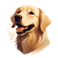 Artistic Style Golden Retriever Painting Drawing Cartoon Golden Retriever No Background Perfect for Print on Demand Merchandise AI Generative png