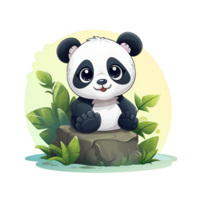 Cartoon Style Panda Artistic Cute Panda Bear No Background Perfect for Print on Demand Merchandise AI Generative png