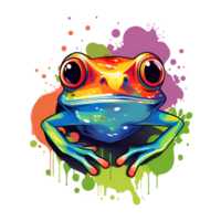 Artistic Cartoon Frog Painting Drawing No Background Perfect for Print On Demand AI Generative png